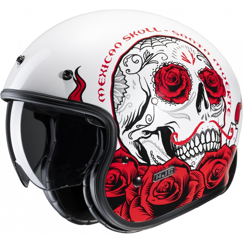 Casque moto ouvert HJC V31 Desto MC1 blanc-noir-rouge