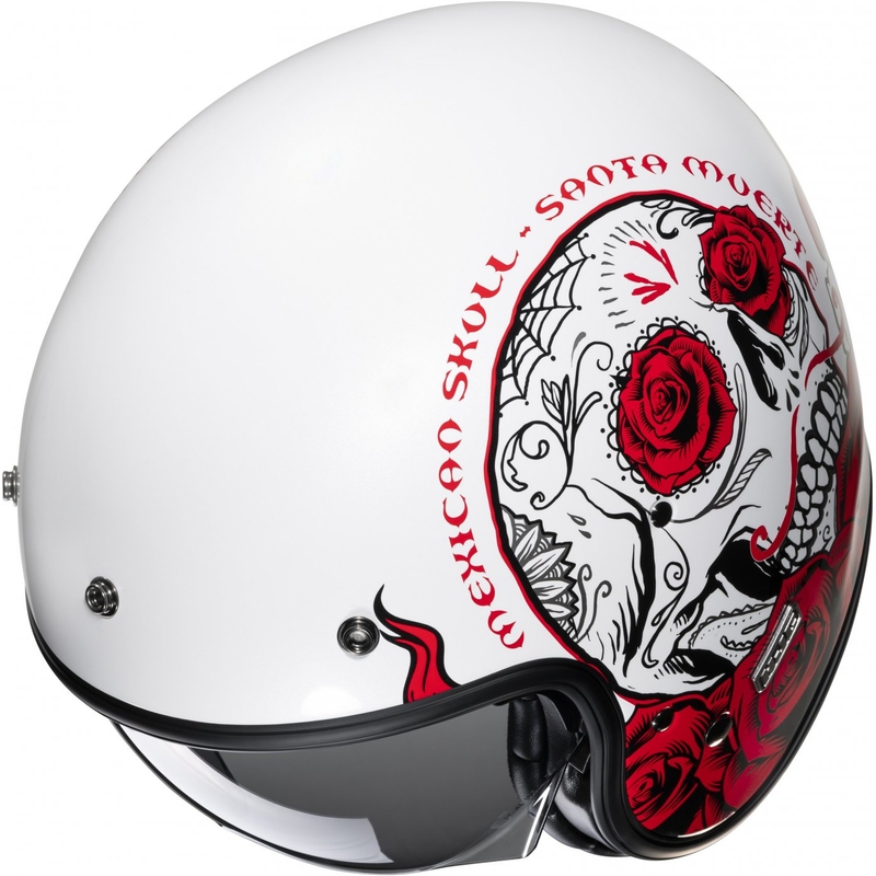 Casque moto ouvert HJC V31 Desto MC1 blanc-noir-rouge