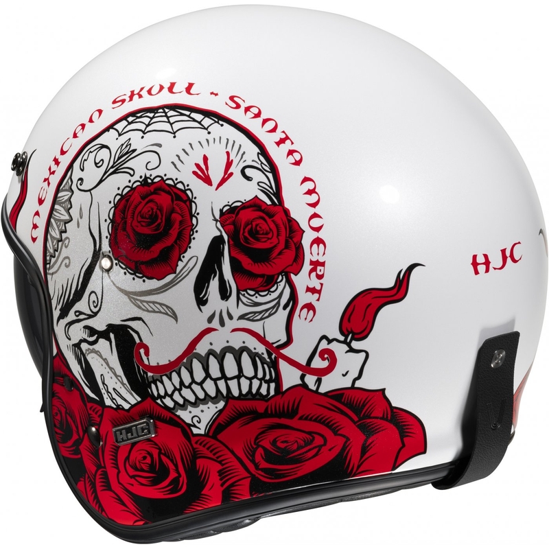Casque moto ouvert HJC V31 Desto MC1 blanc-noir-rouge