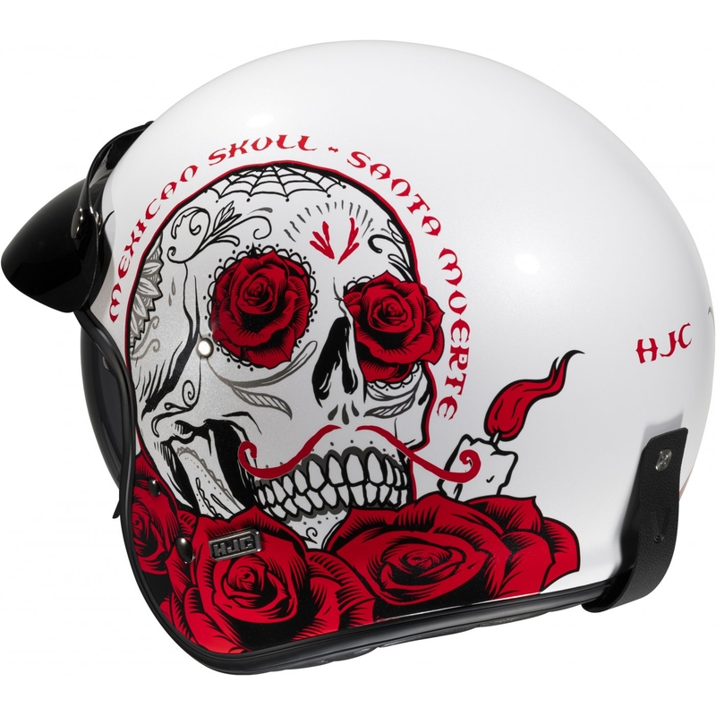 Casque moto ouvert HJC V31 Desto MC1 blanc-noir-rouge