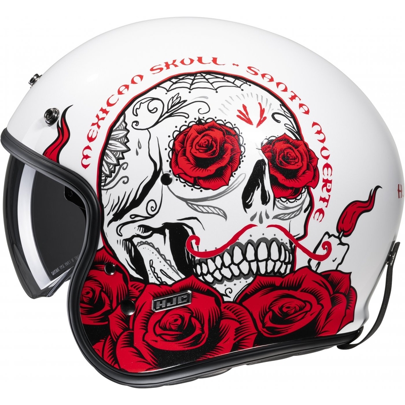 Casque moto ouvert HJC V31 Desto MC1 blanc-noir-rouge