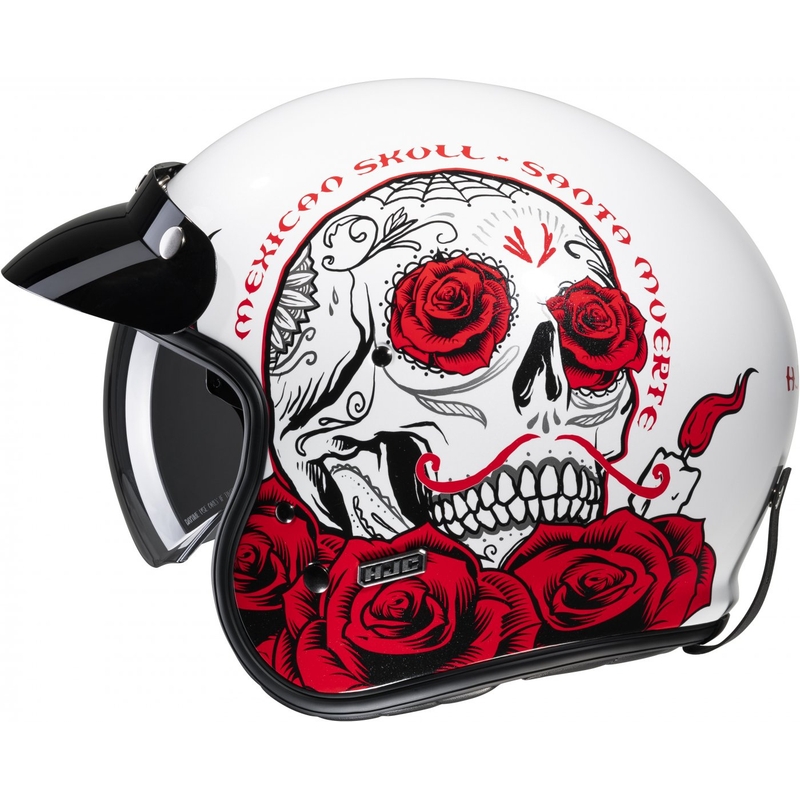 Casque moto ouvert HJC V31 Desto MC1 blanc-noir-rouge