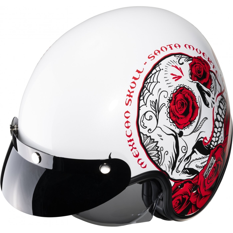 Casque moto ouvert HJC V31 Desto MC1 blanc-noir-rouge