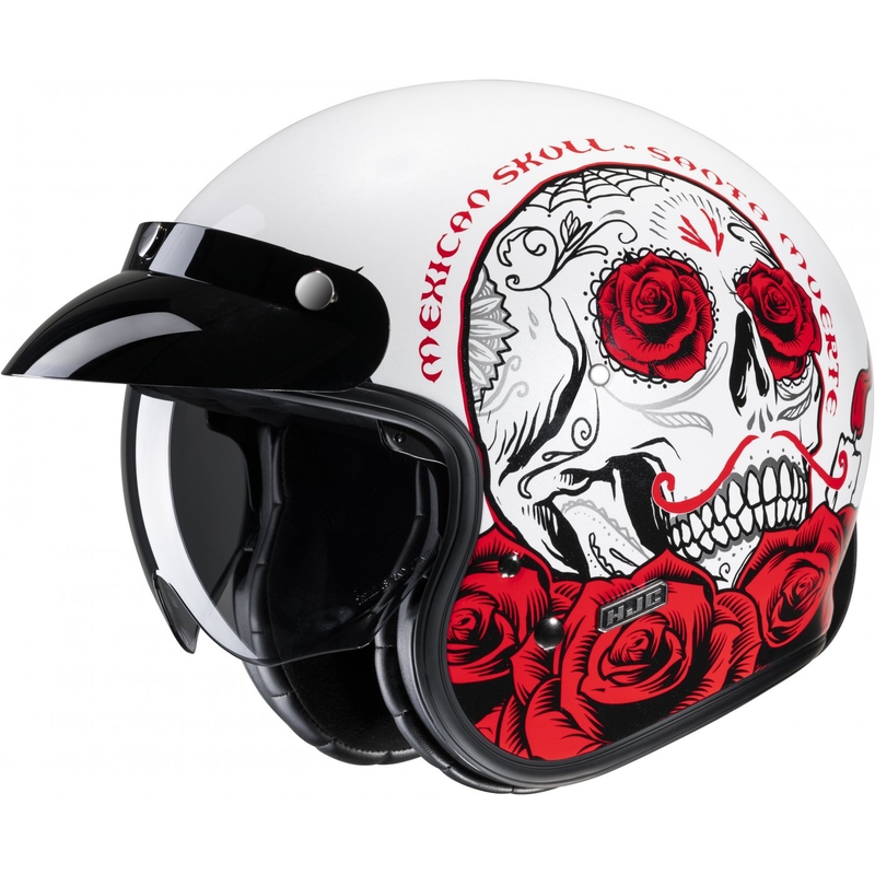 Casque moto ouvert HJC V31 Desto MC1 blanc-noir-rouge