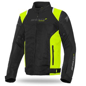 Veste moto SEVENTY DEGREES SD-JR48 noir-jaune fluo