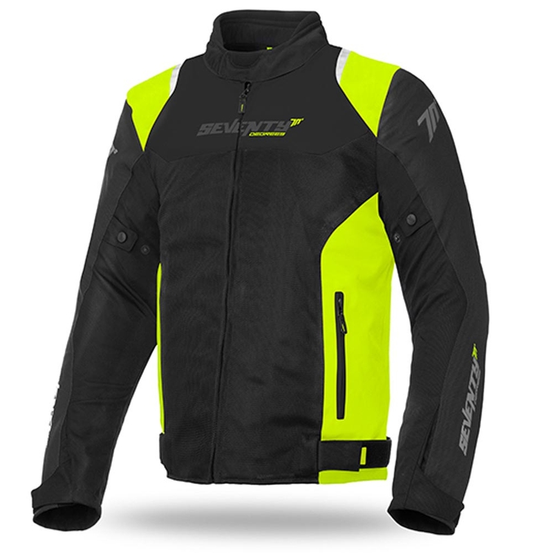 Veste moto SEVENTY DEGREES SD-JR48 noir-jaune fluo