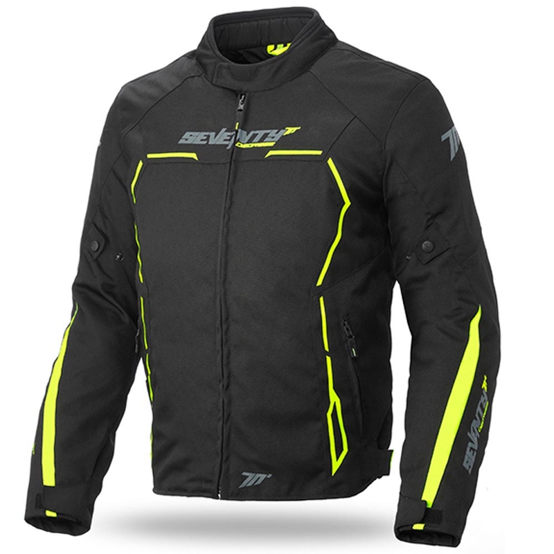 Veste moto SEVENTY DEGREES SD-JR65 noir-jaune fluo