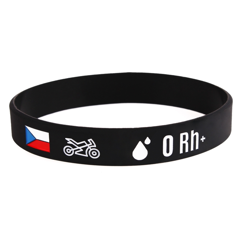 Bracelet de moto en silicone avec groupe sanguin 0 RH+
