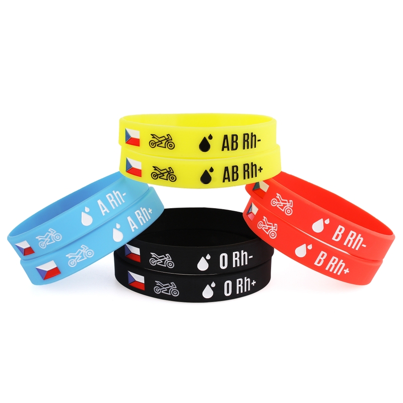 Bracelet de moto en silicone avec groupe sanguin B RH+