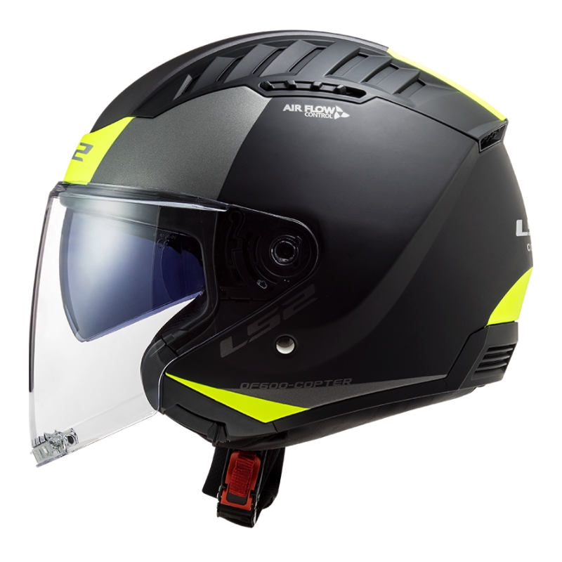 Casque moto ouvert LS2 OF600 Copter II Urbane 06 noir-jaune fluo