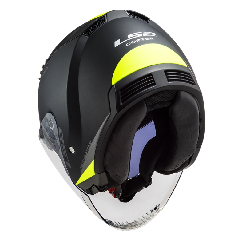 Casque moto ouvert LS2 OF600 Copter II Urbane 06 noir-jaune fluo