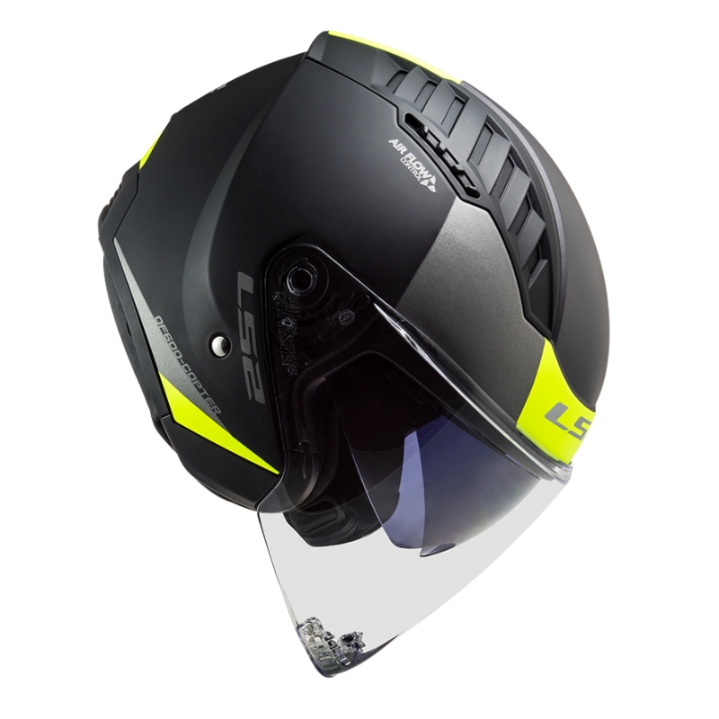 Casque moto ouvert LS2 OF600 Copter II Urbane 06 noir-jaune fluo