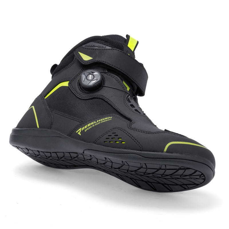 Bottes moto Rebelhorn Spark II noir-jaune fluo