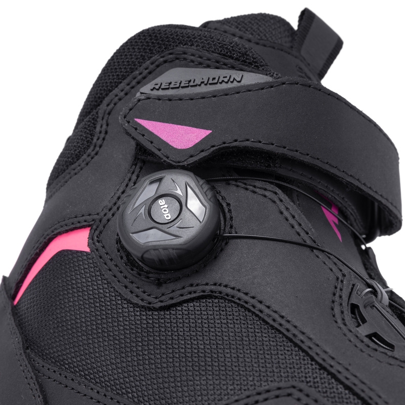 Bottes de moto Rebelhorn Spark II noires et roses pour femmes