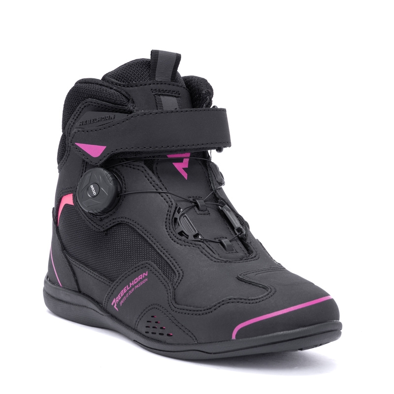 Bottes de moto Rebelhorn Spark II noires et roses pour femmes