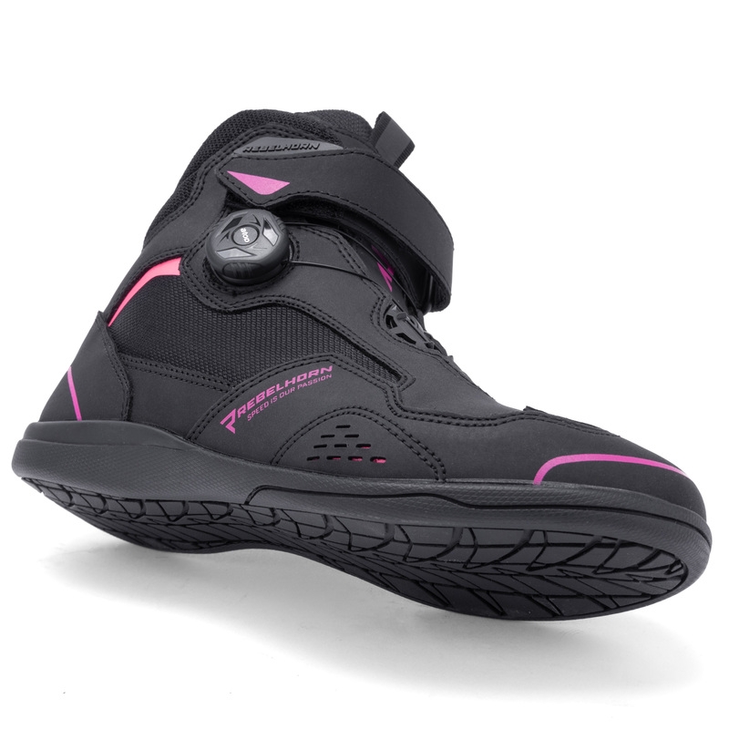 Bottes de moto Rebelhorn Spark II noires et roses pour femmes
