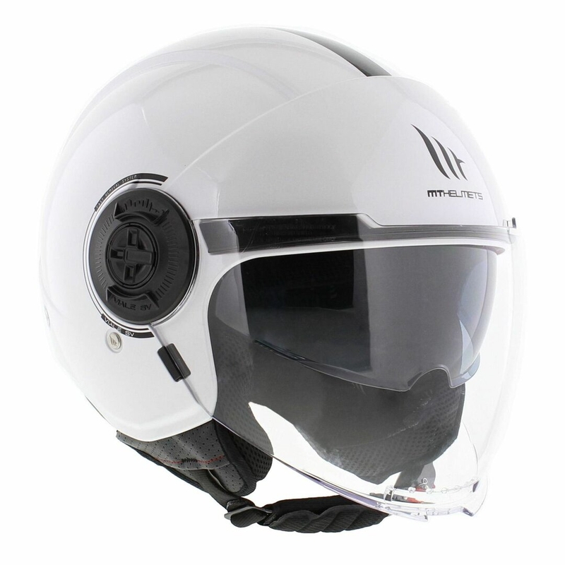 Casque moto jet MT Viale SV S blanc brillant