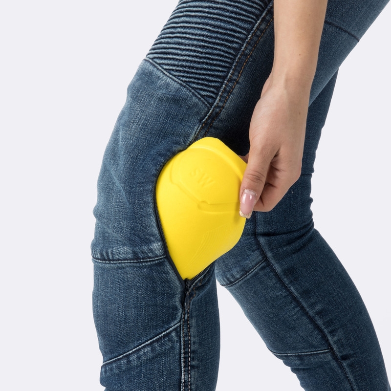 Jean moto Ozone Agness II pour femme, bleu délavé soldes