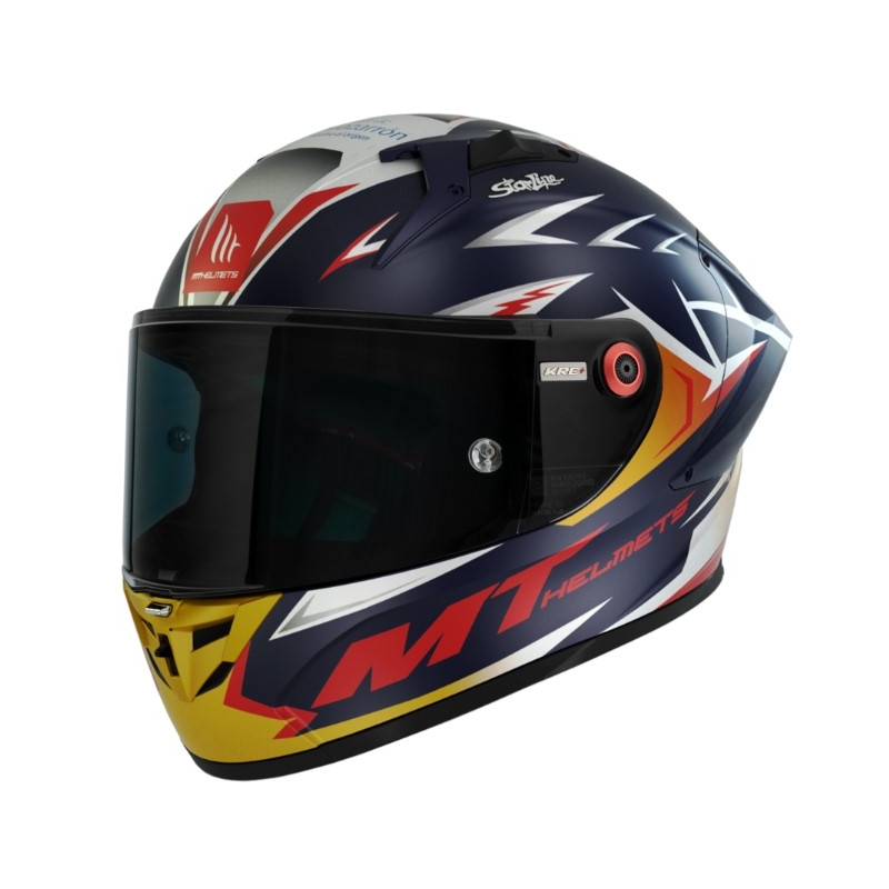 MT FF103PLUSC KRE+ Carbon Acosta A37 bleu-blanc-orange mat casque moto intégral