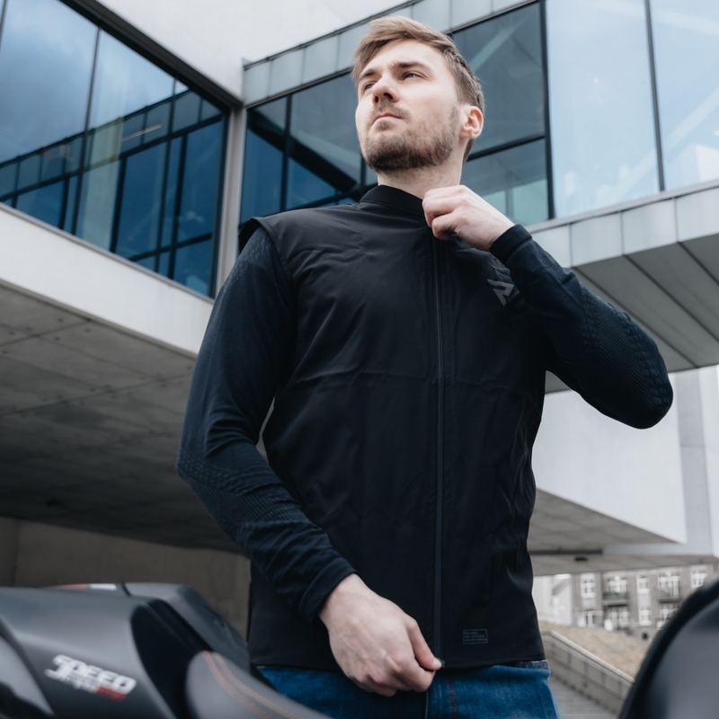 Veste de moto en cuir noir et jaune fluo Rebelhorn Vandal soldes