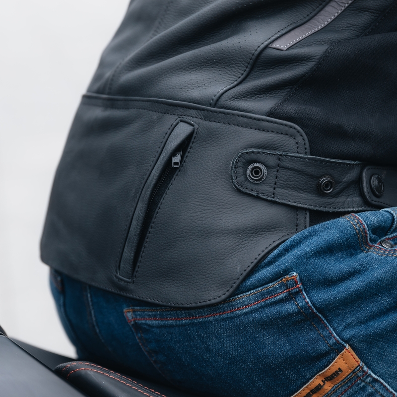 Veste de moto en cuir noir et jaune fluo Rebelhorn Vandal soldes