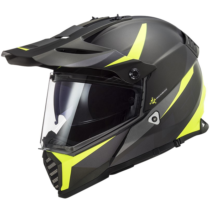 Casque d'enduro LS2 MX436 Pioneer EVO Router noir-jaune fluo