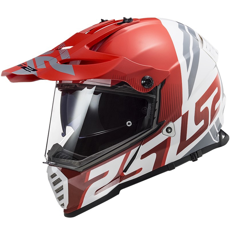 Casque d'enduro LS2 MX436 Pioneer EVO Evolve blanc-gris-rouge