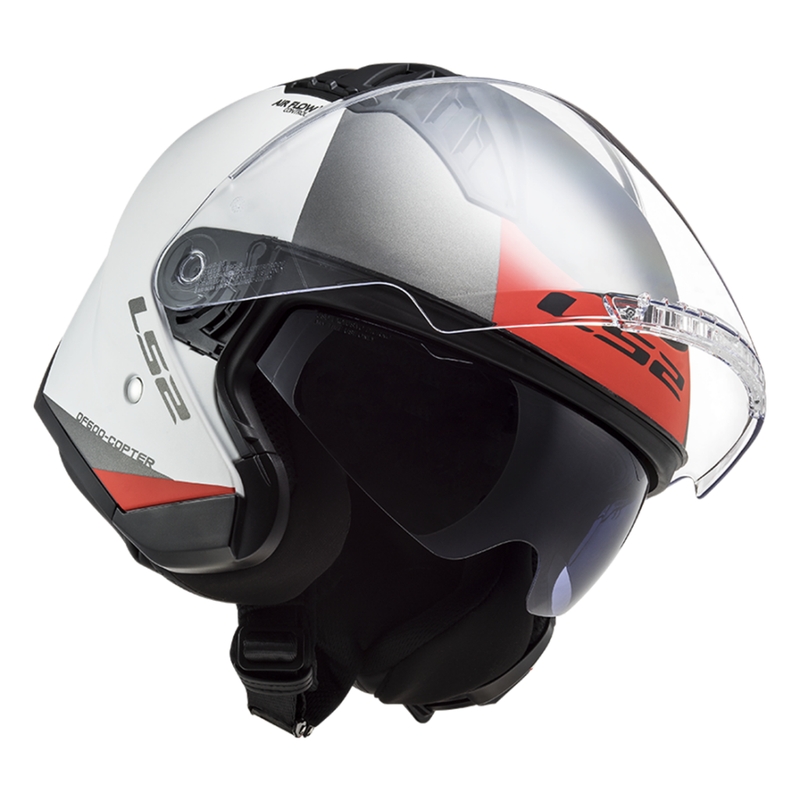 Casque moto ouvert LS2 OF600 Copter II Urbane 06 blanc-rouge