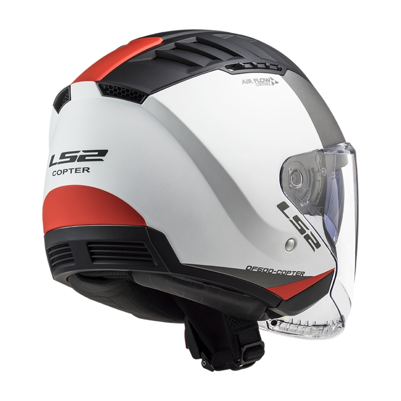 Casque moto ouvert LS2 OF600 Copter II Urbane 06 blanc-rouge