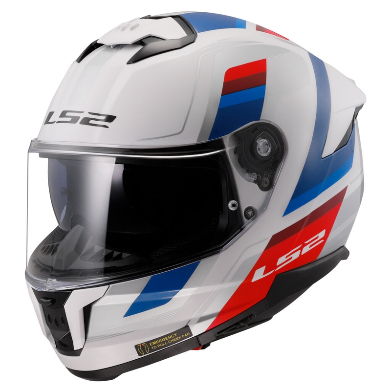 Casque moto intégral LS2 FF808 Stream II Vintage blanc-bleu-rouge