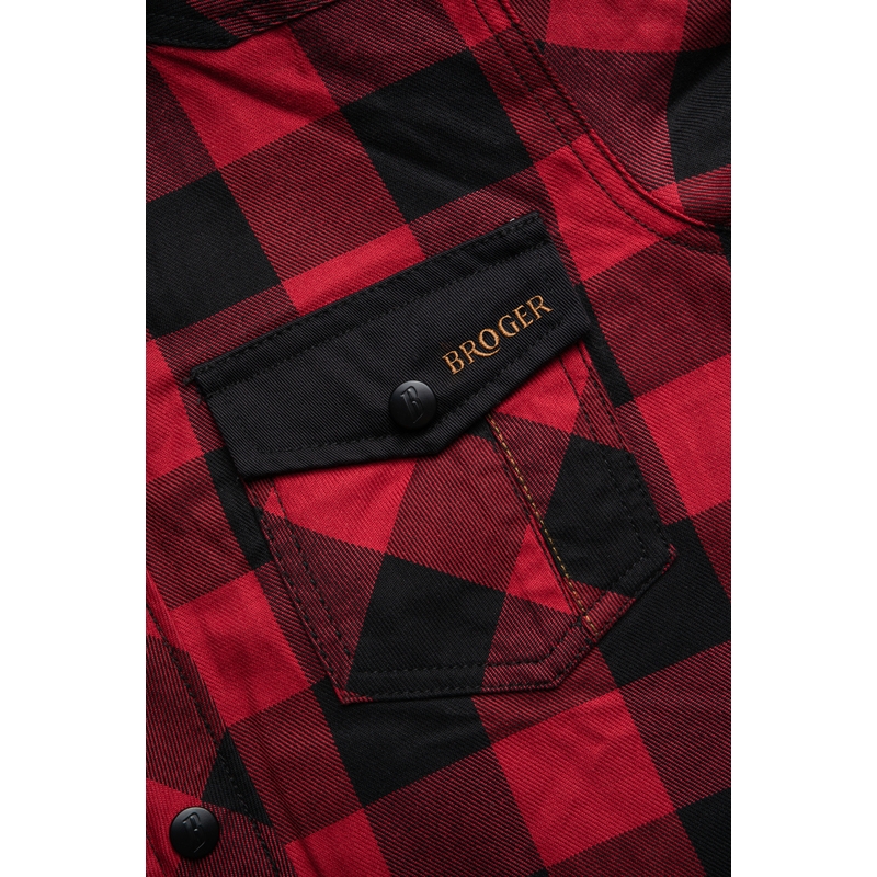 Chemise moto femme BROGER Alaska noir-rouge soldes