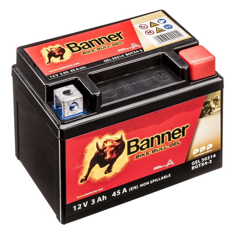 Batterie Gel Banner Bike Bull Gel 12V YTX4L-BS/YTZ5S-BS, 3AH, 50A