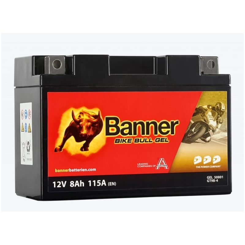 Batterie gel Banner Bike Bull Gel 12V, YT9B-4, 8AH, 115A