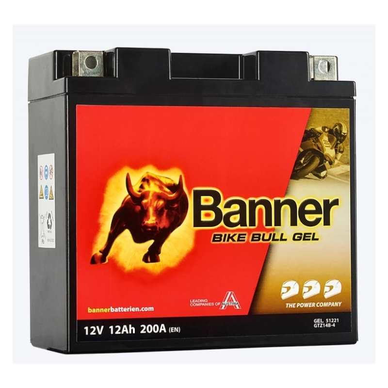 Batterie Gel Banner Bike Bull Gel 12V, YTZ14S, YTZ14S-BS, 11AH, 190A