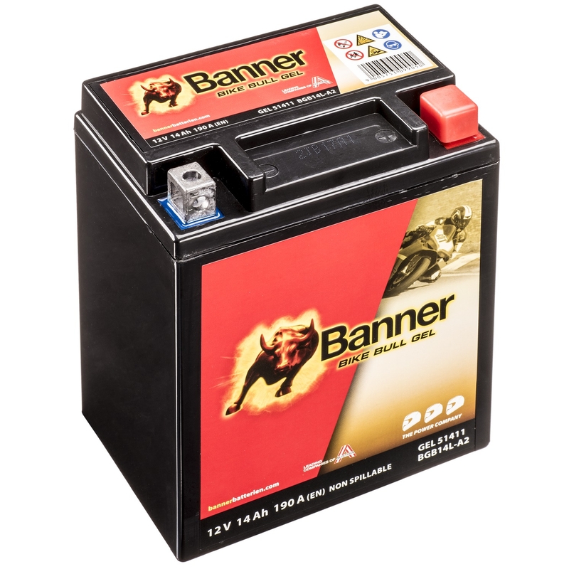 Batterie Gel Banner Bike Bull Gel 12V, YTX14AHL-BS/YB14L-A2, 14AH, 185A