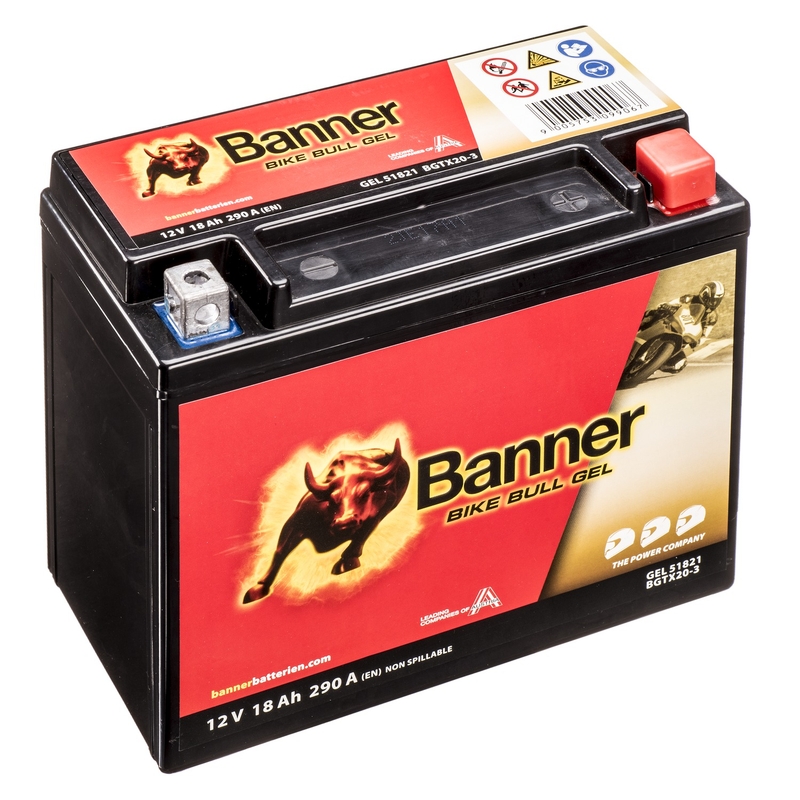 Batterie Gel Banner Bike Bull Gel 12V, YTX20L-BS, 18AH, 250A