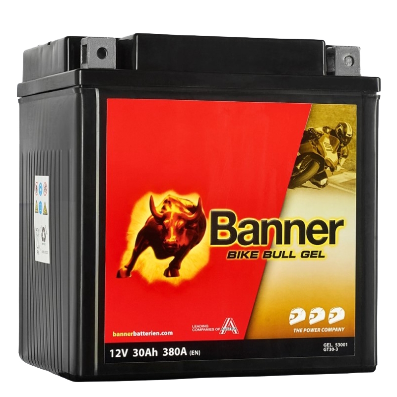 Batterie Gel Banner Bike Bull Gel 12V, YIX30L-BS, 30AH, 380A