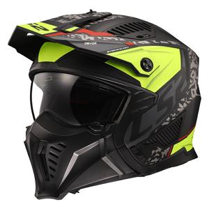Casque moto trial LS2 OF606 Drifter Devor noir-jaune fluo