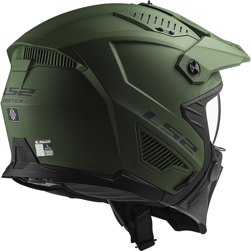 Casque moto trial LS2 OF606 Drifter Solid green matt