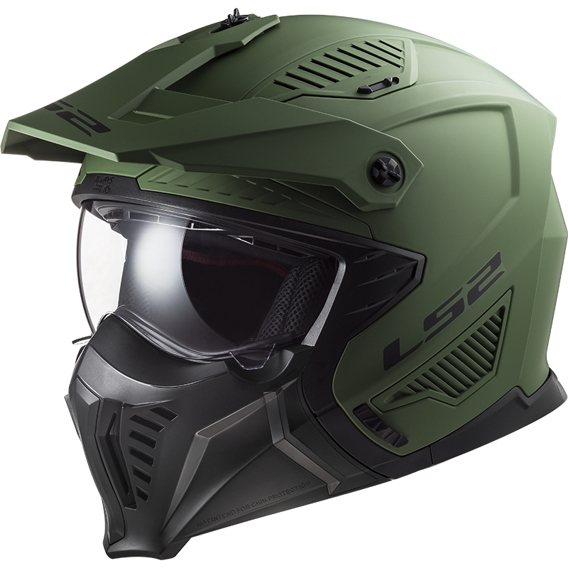Casque moto trial LS2 OF606 Drifter Solid green matt