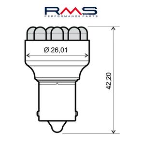 Žárovka RMS 12V 12 Led, BA15S S25 modrá