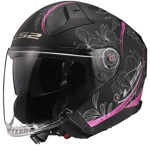 Casque ouvert LS2 OF603 Infinity II Lotus noir et rose