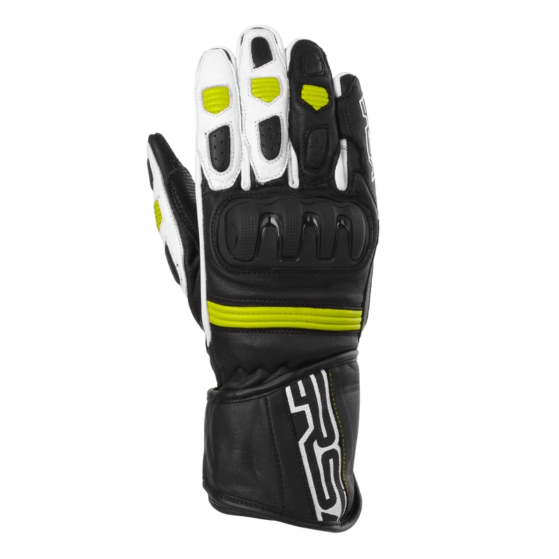 Gants de moto RSA Gappa 2 noir-blanc-jaune fluo