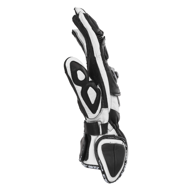 Gants de moto Street Racer Virus 2 noir et blanc