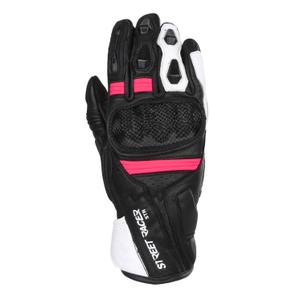 Gants moto femme Street Racer STR noir, blanc et rose