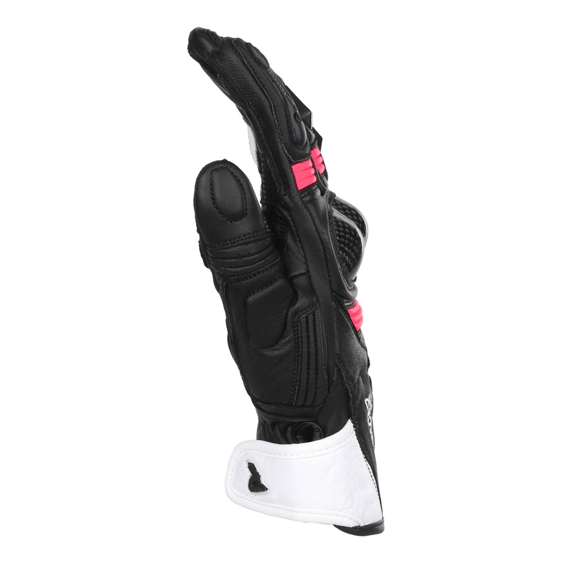 Gants moto femme Street Racer STR noir, blanc et rose
