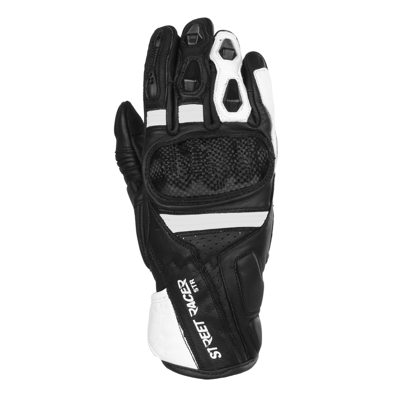 Gants de moto Street Racer STR noir et blanc