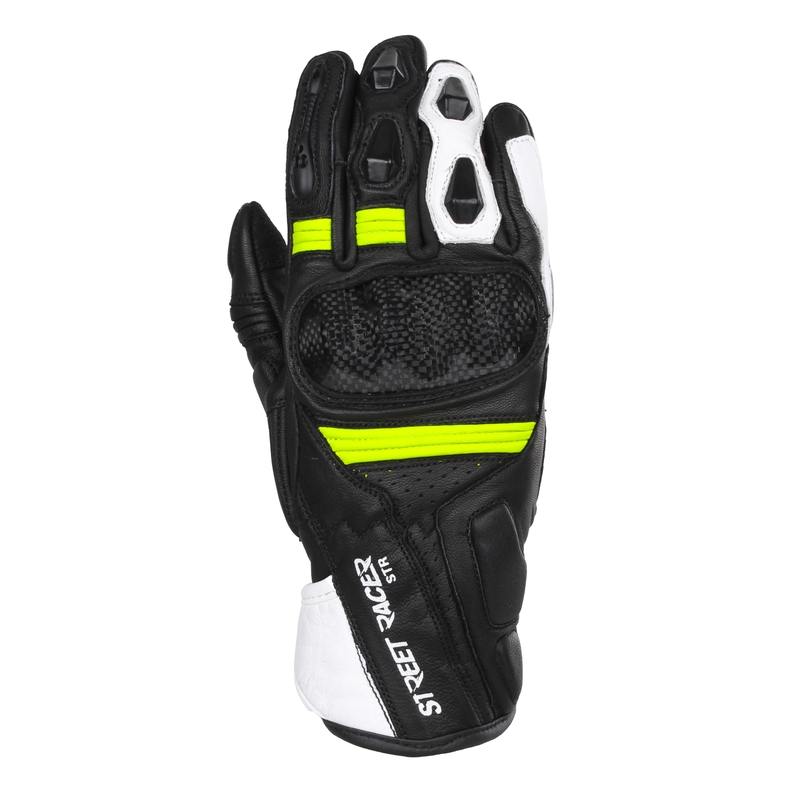 Gants moto Street Racer STR noir-jaune fluo