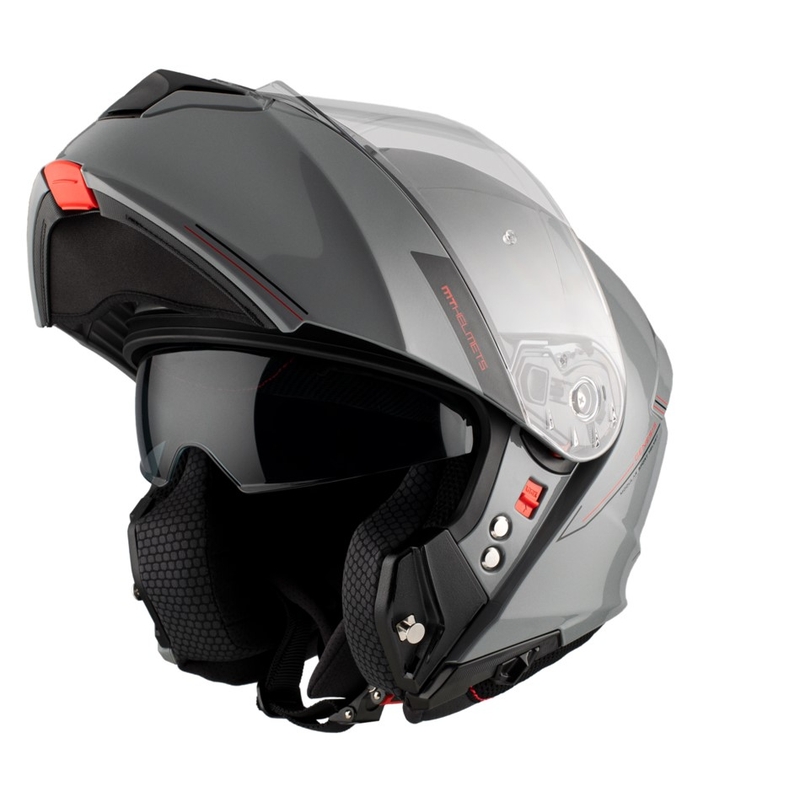Casque de moto modulable MT Genesis SV Solid A12 gris brillant
