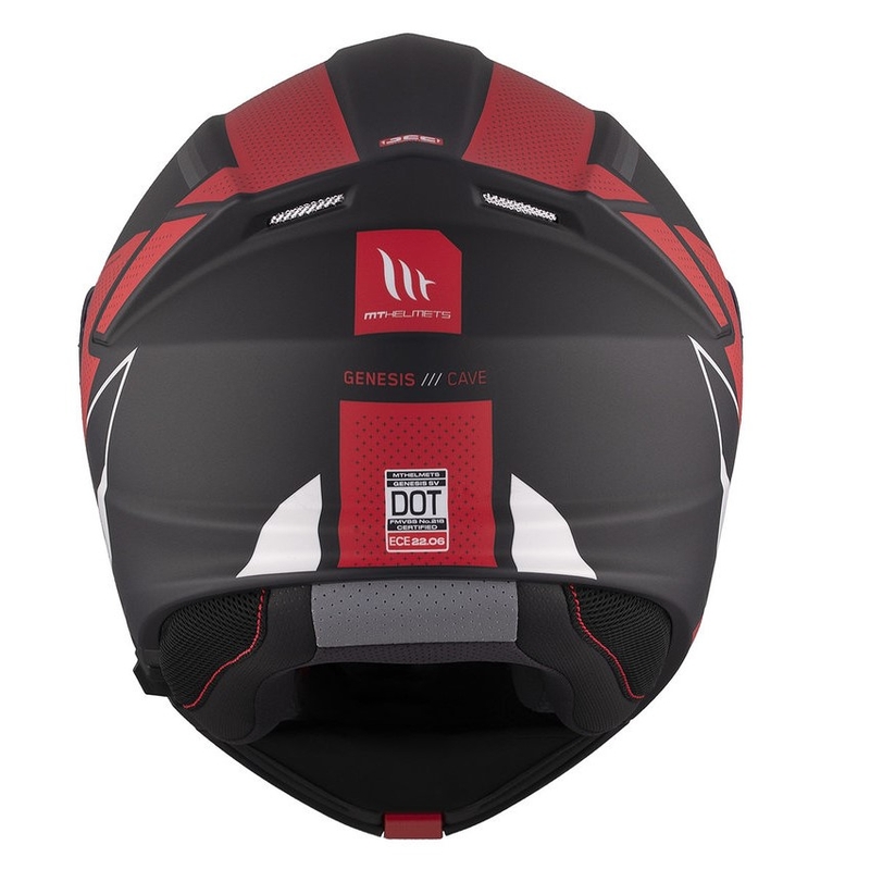 Casque de moto MT Genesis SV Cave A5 noir-blanc-rouge mat à charnière
